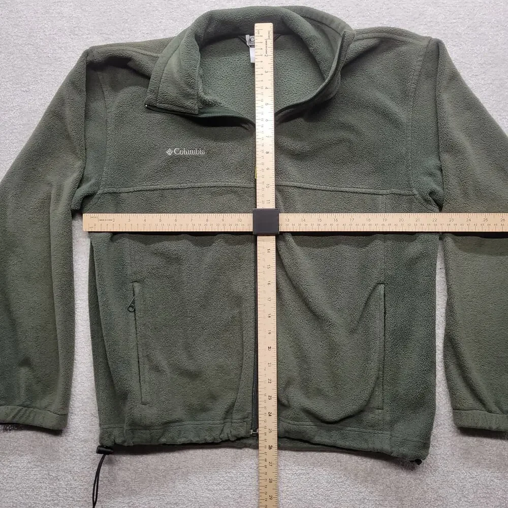 Columbia Fleece Jacket Men's Large Olive Green Full Zip Outdoor Hiking Coat